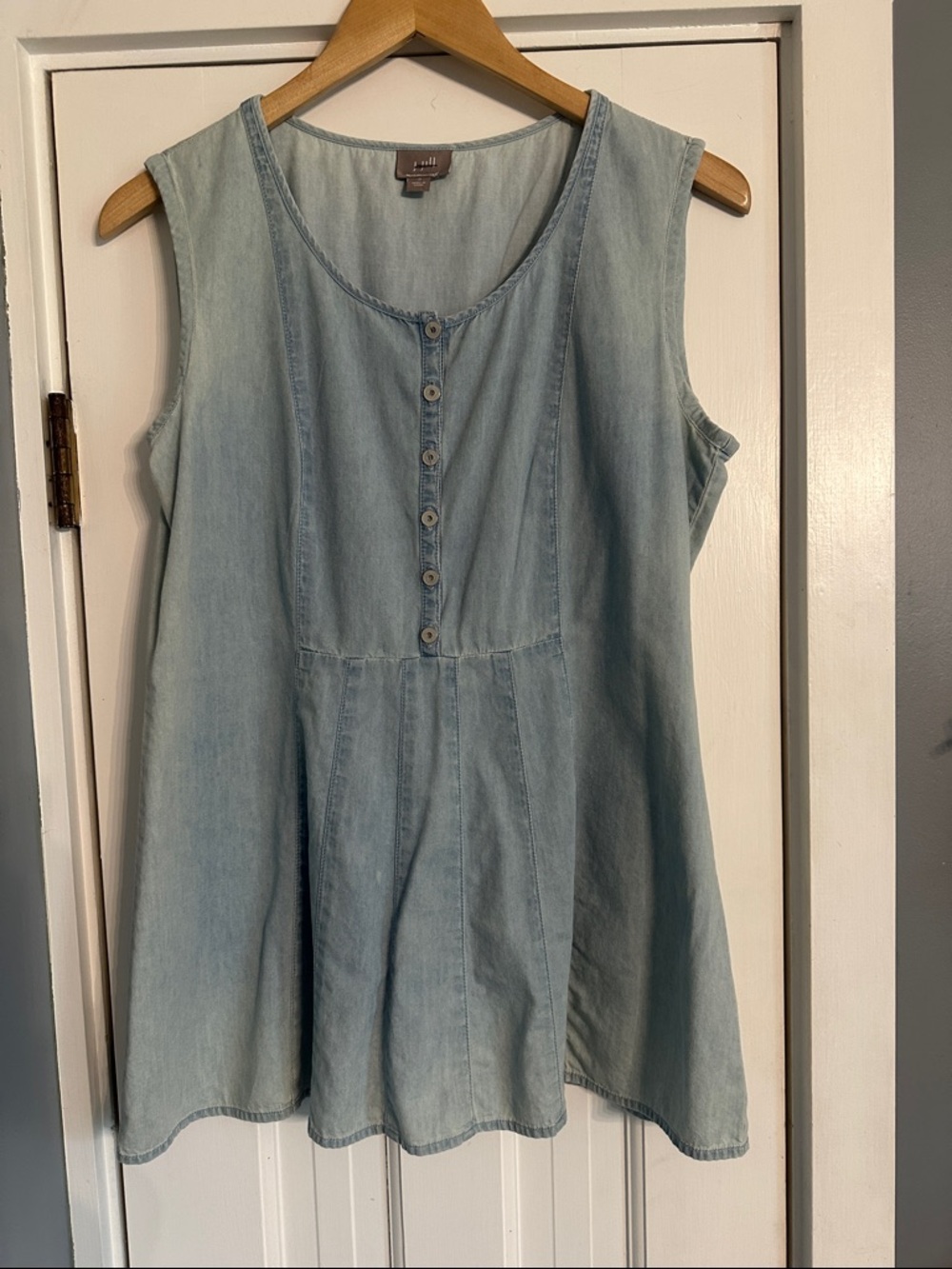 J. Jill Pure Jill 100% Pima Cotton Sleeveless Button-Front Tunic – Light Blue